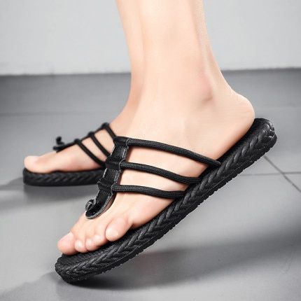Men's Summer Special offer Slipper Fashion Character Wove Cotton Rope Outdoor Casual Soft-soled Non-slip Sandal 39-44