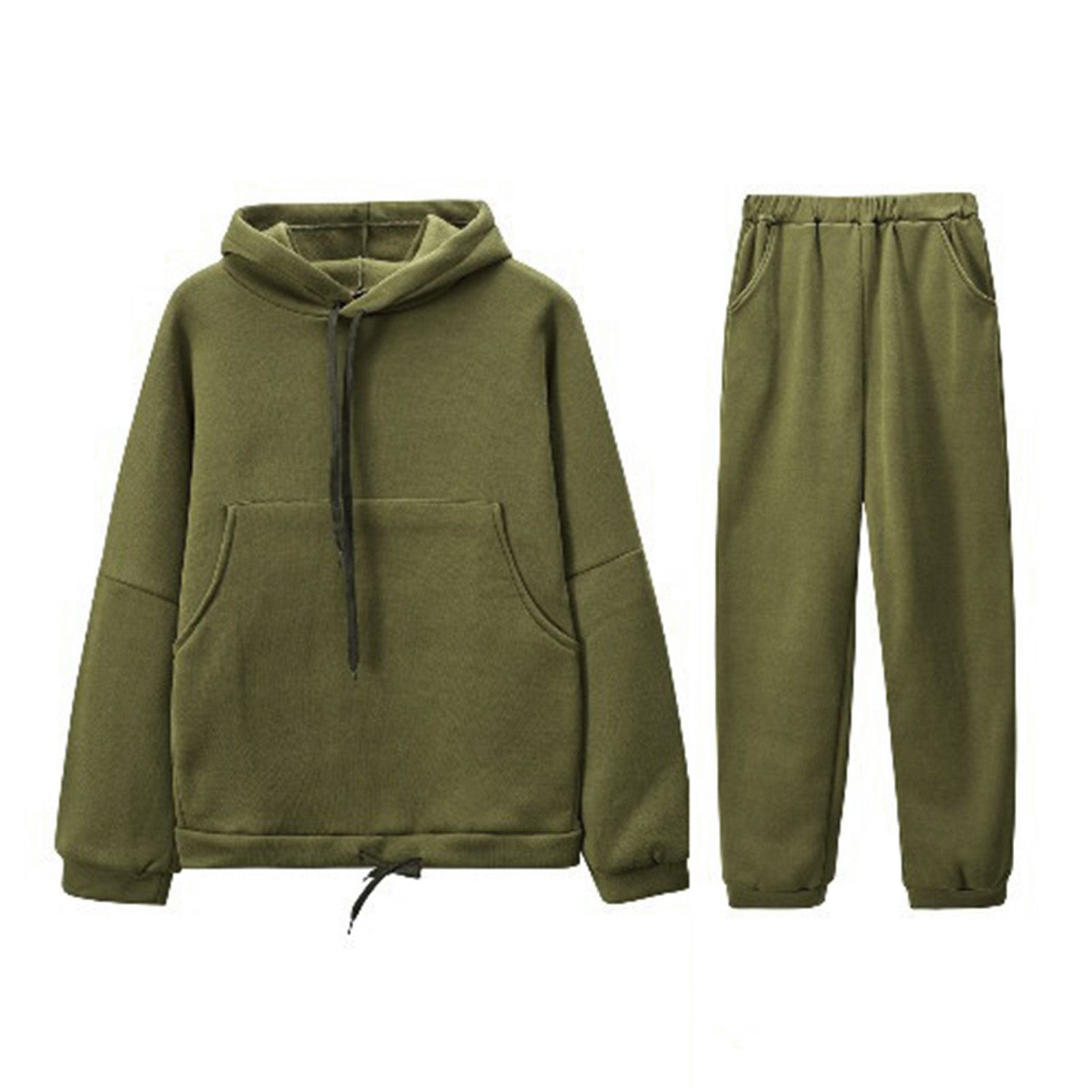 Sweatshirt Pants Set Long Sleeve Hooded Loose Women Sporty Outfit
