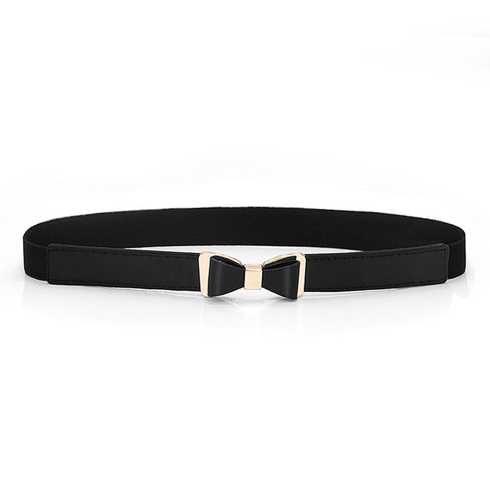 Yfashion Lady ple Elastic hin Waistband Bowknot lock Buckle PU Leather Belt merband