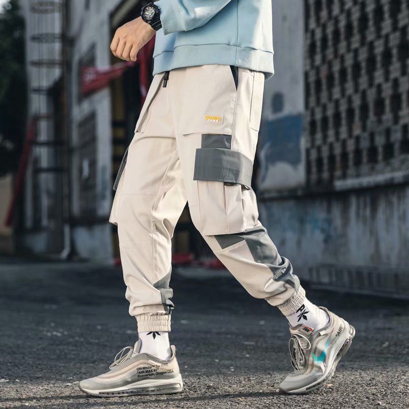 IELGY men's casual pants new loose-fitting tooling pants summer thin harem cropped trousers