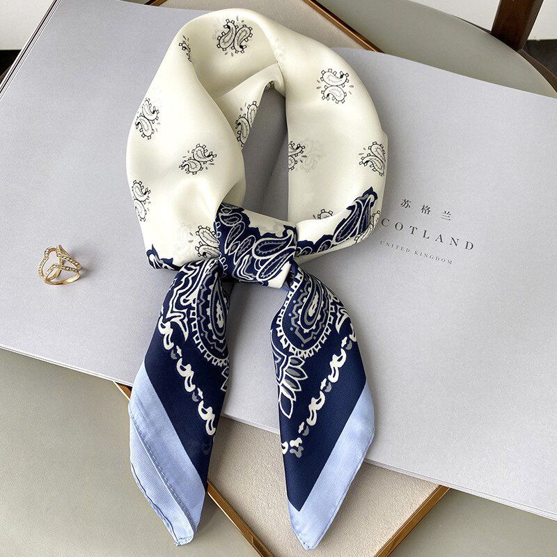 2021 Women Silk Scarf Print Satin Hair Shawl and Wraps Female Bandana Square Bag Scarves Fashion Lady Neckerchief Hijab Headband