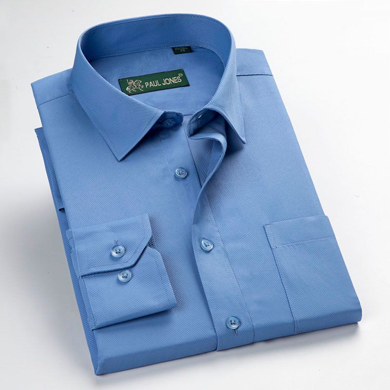 Men's Solid Color Dress Shirts Twill Long Sleeve Formal Business Shirt Classic Style Social Shirt Office Wear Plus Size