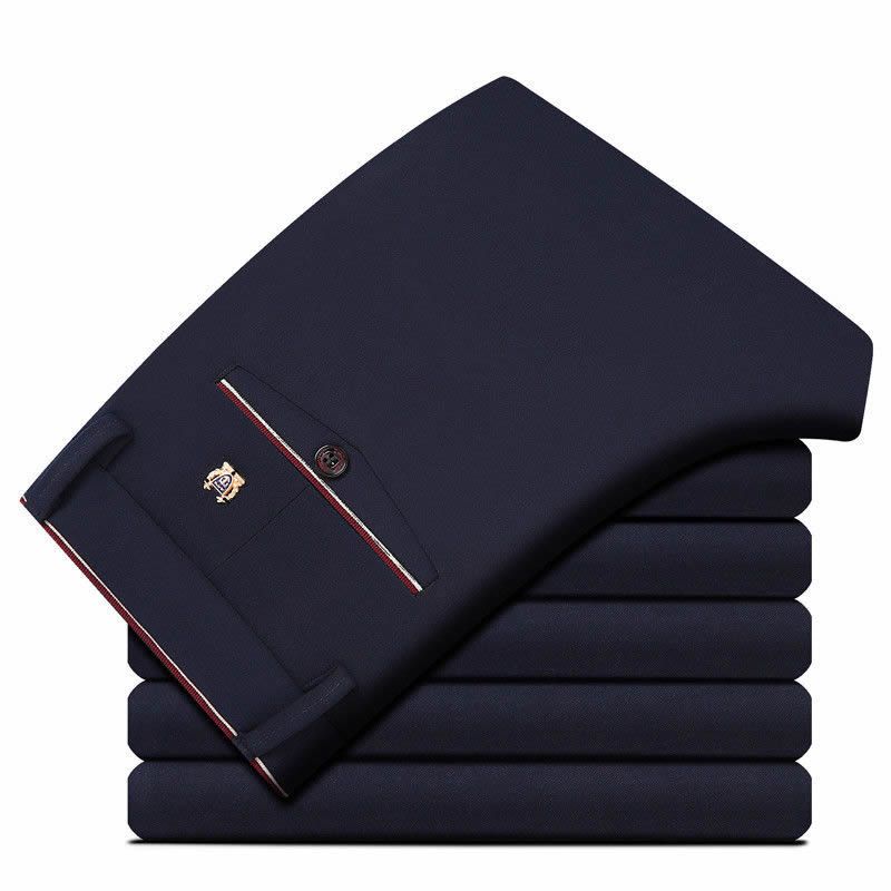 2022 Suit Pants Fashion Elegant Mens Dress Pants Solid Color Straight Long Trousers Men's Slim Fit Formal Trousers Black