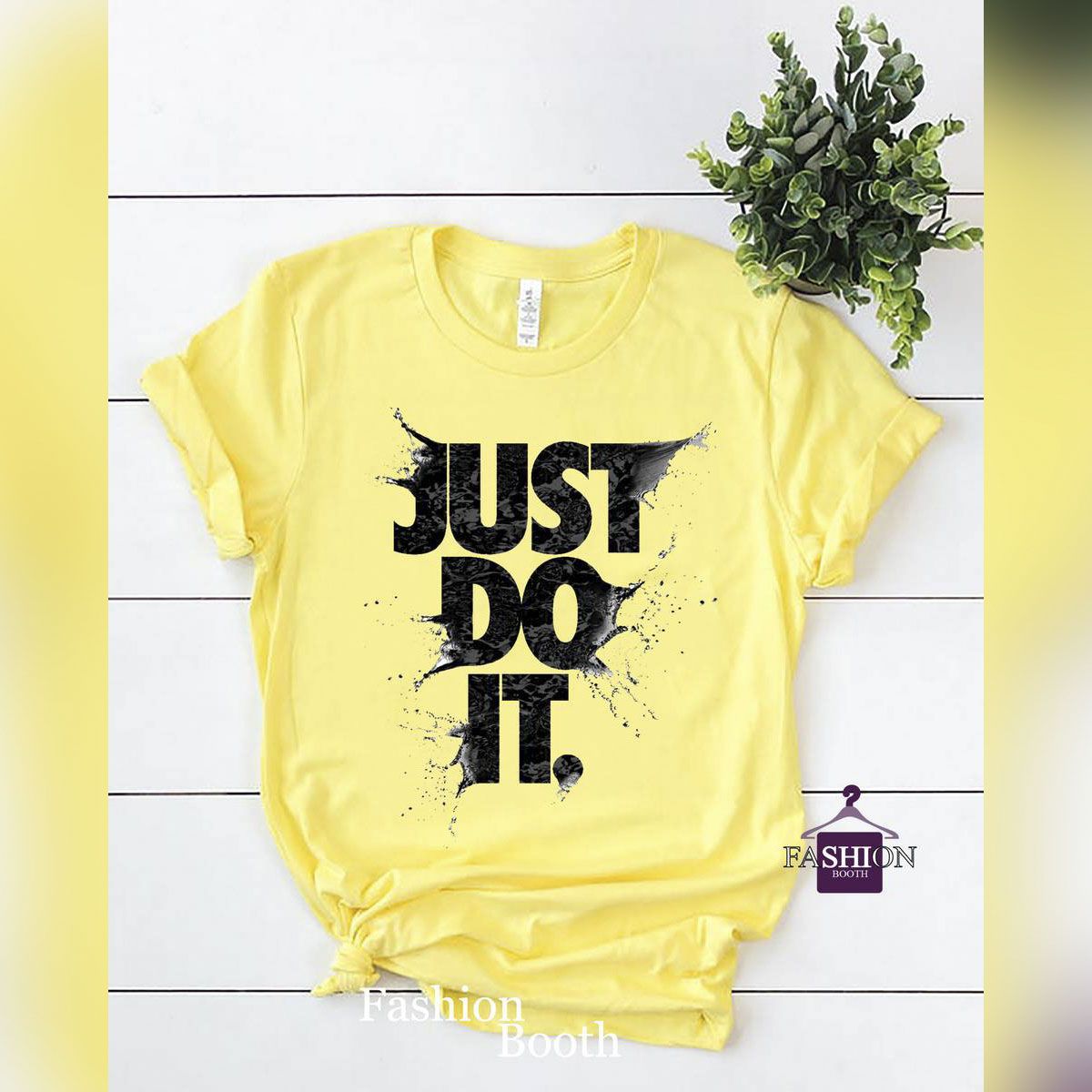 Light yellow Short Sleeves T-Shirt For Men (JUST DO IT)