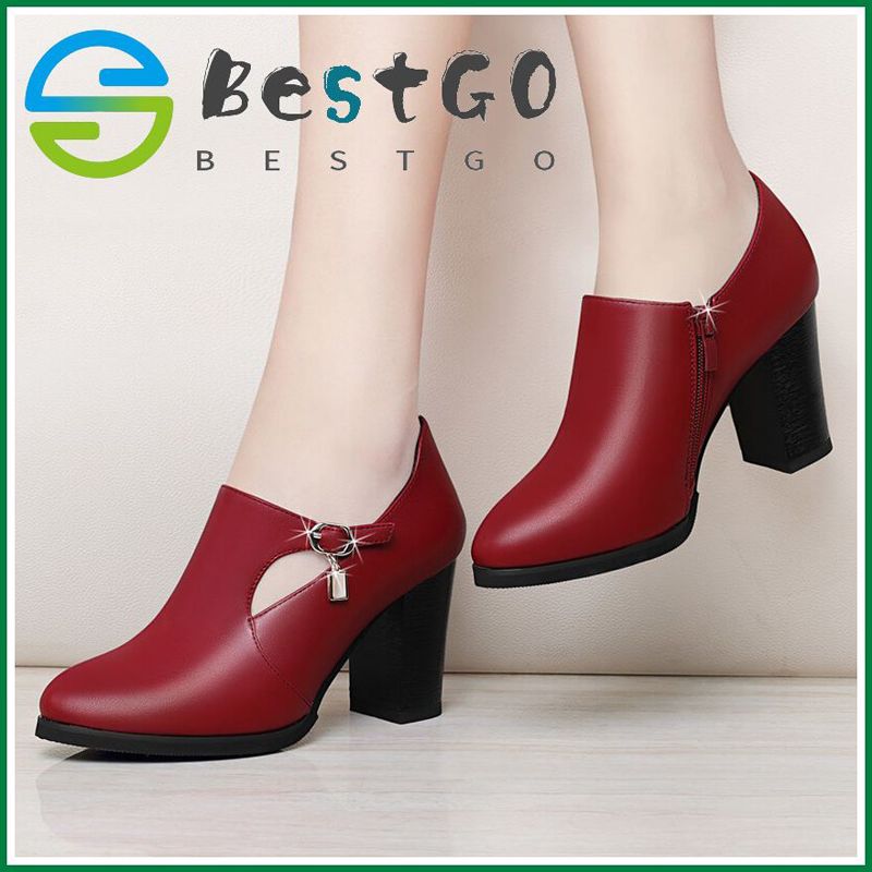 Ankle Boots Leather Black Boots for Women with Heels High Boots for Women New Autumn Shoes Mom Shoes Chunky Heel High Heels
