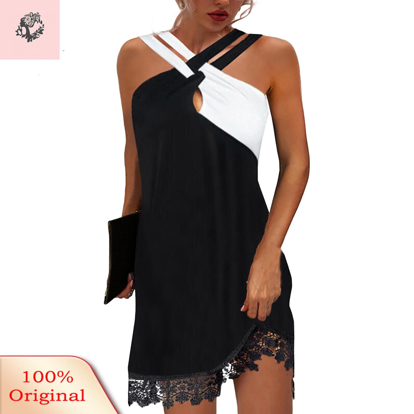 Sunnyheart Summer Dress Plus Size Contrast Color Dress