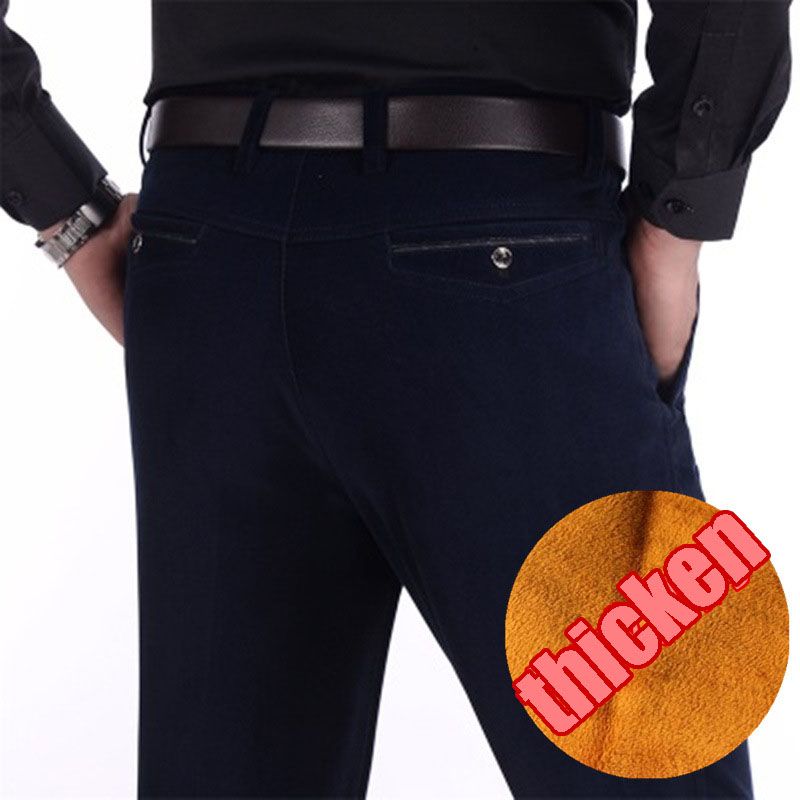 Hot Winter 2022 Stretch Corduroy Middle-aged And Elderly Loose Straight Trousers Men's Clothing Plus Velvet Casual Pants Men