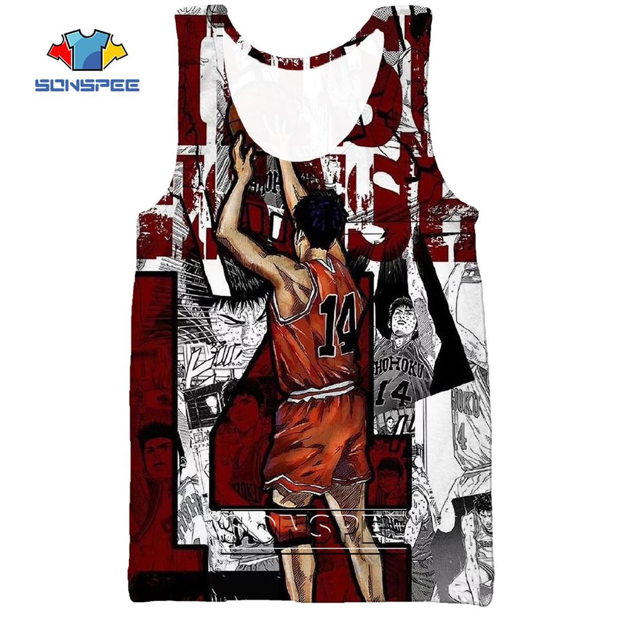 SONSPEE 3D Print Anime Slam DuBasketball Jersey Men's Srt Red TaTop Casual Bodybuilding Gym Muscle Sleeveless Vest Shirt