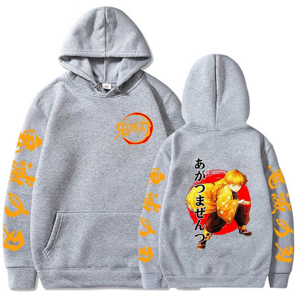 Anime Demon Slayer Hoodies Agatsuma Zenitsu Printed Men's Sweatshirt Harajuku Streetwear Casual Unisex Pullover