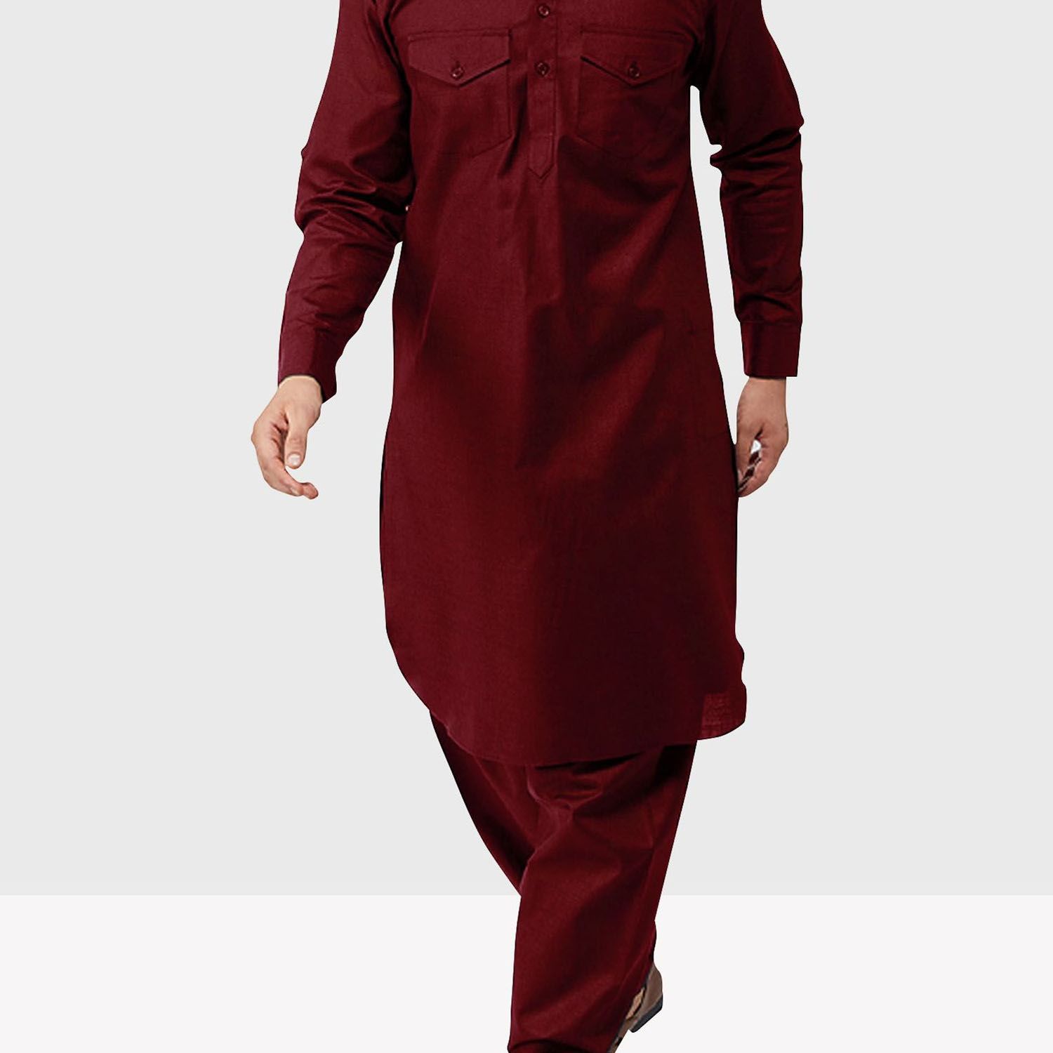 Cotton Kabli Suit Set for Men - Maroon