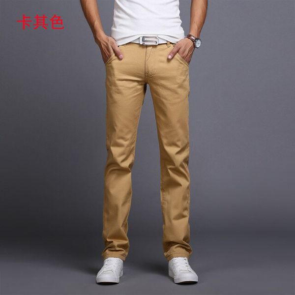 Spring Autumn New Casual Pants Men Cotton Slim Fit Chinos Fashion Trousers 8 colour Male Clothing Plus Size 28-38