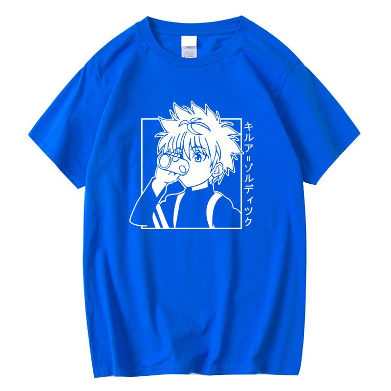 XIN YI Men's Casual High Quality 100% Cotton T-shirt Tops Kawaii Hunter X Hunter Tshirt Killua Zoldyck T-shirt Anime Tee Shirt