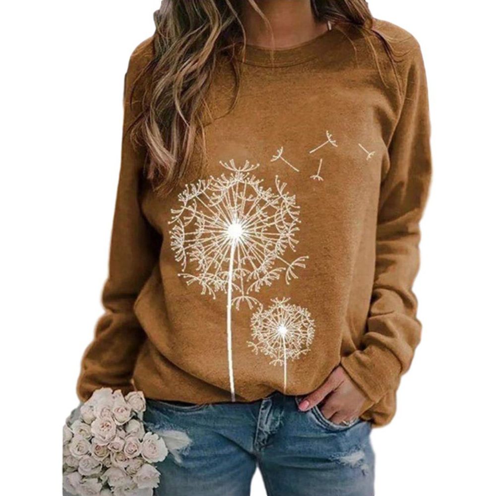 Shirts For Women Fashion Dandelion Print Crewneck Sweatshirt