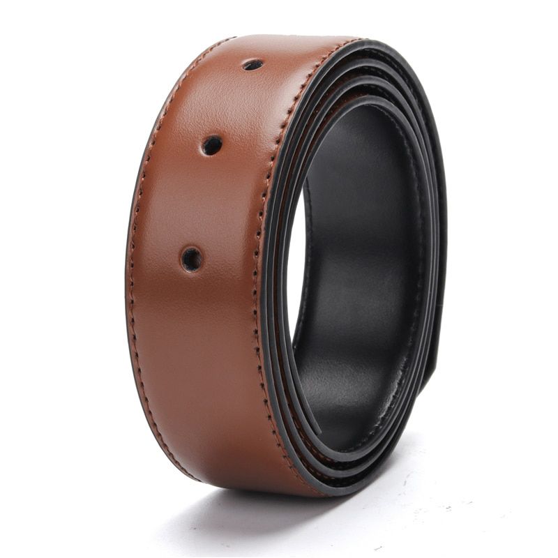 Belt Without Buckle For Men Leather Belt High Quality Male No Buckle Belts For Jeans Wide 3.4 CM Suit For Reversible Buckle
