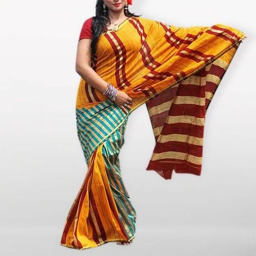 Dark  Orange  Silk  Saree  For  Women