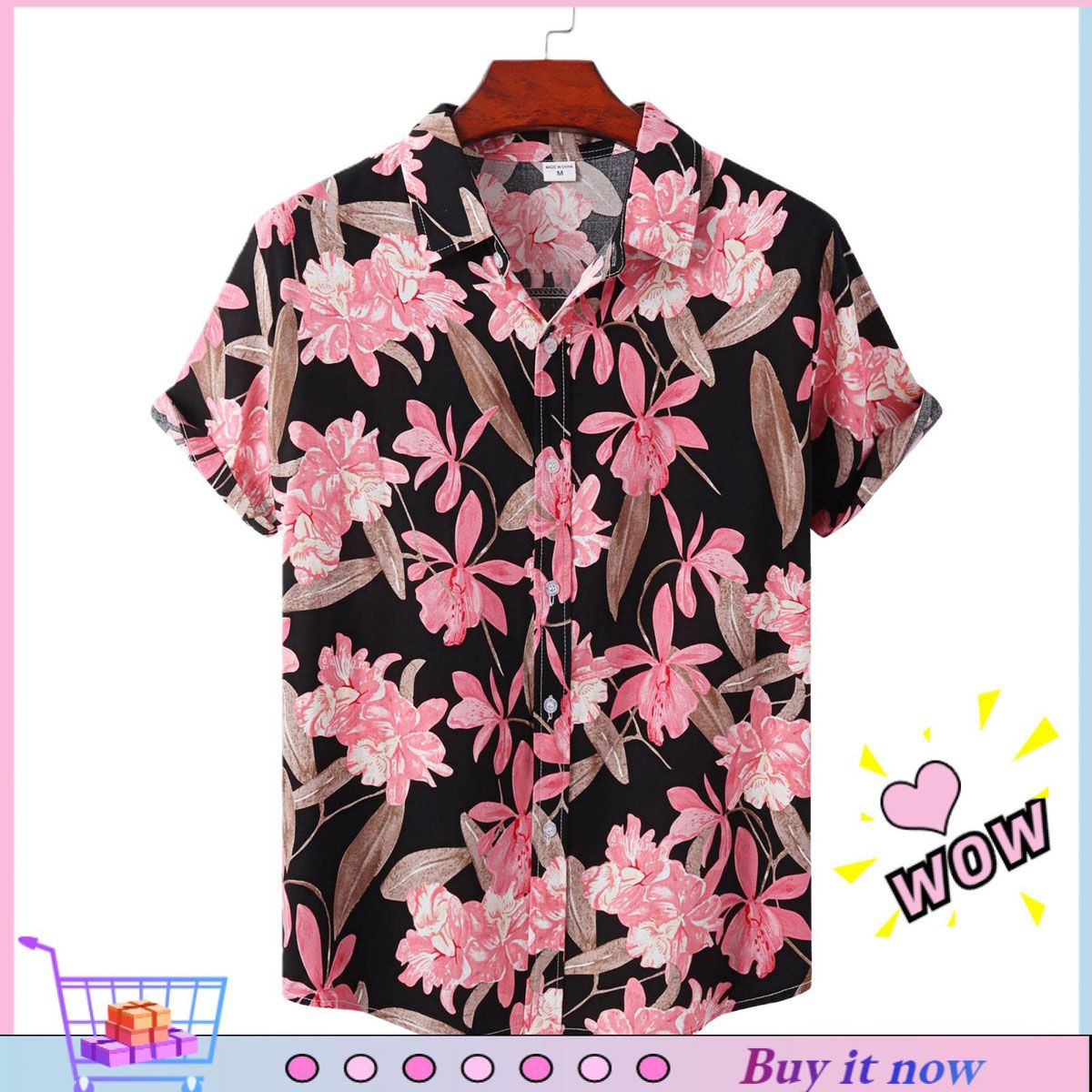 Men Top Short Sleeve Buttons Men Top