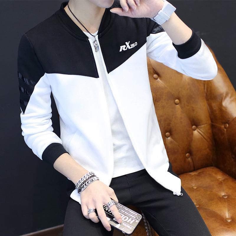 Men's Jacket Tide brand Sports White Sweater Tops Korean Wave Student Cardigan Jacket