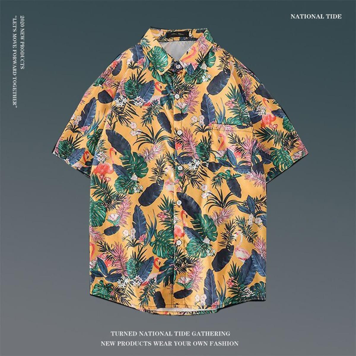 Ins summer short sleeve Floral Shirt Men's and women's handsome Hawaiian beach loose Shirt harajuku shirts for men Factory 2021