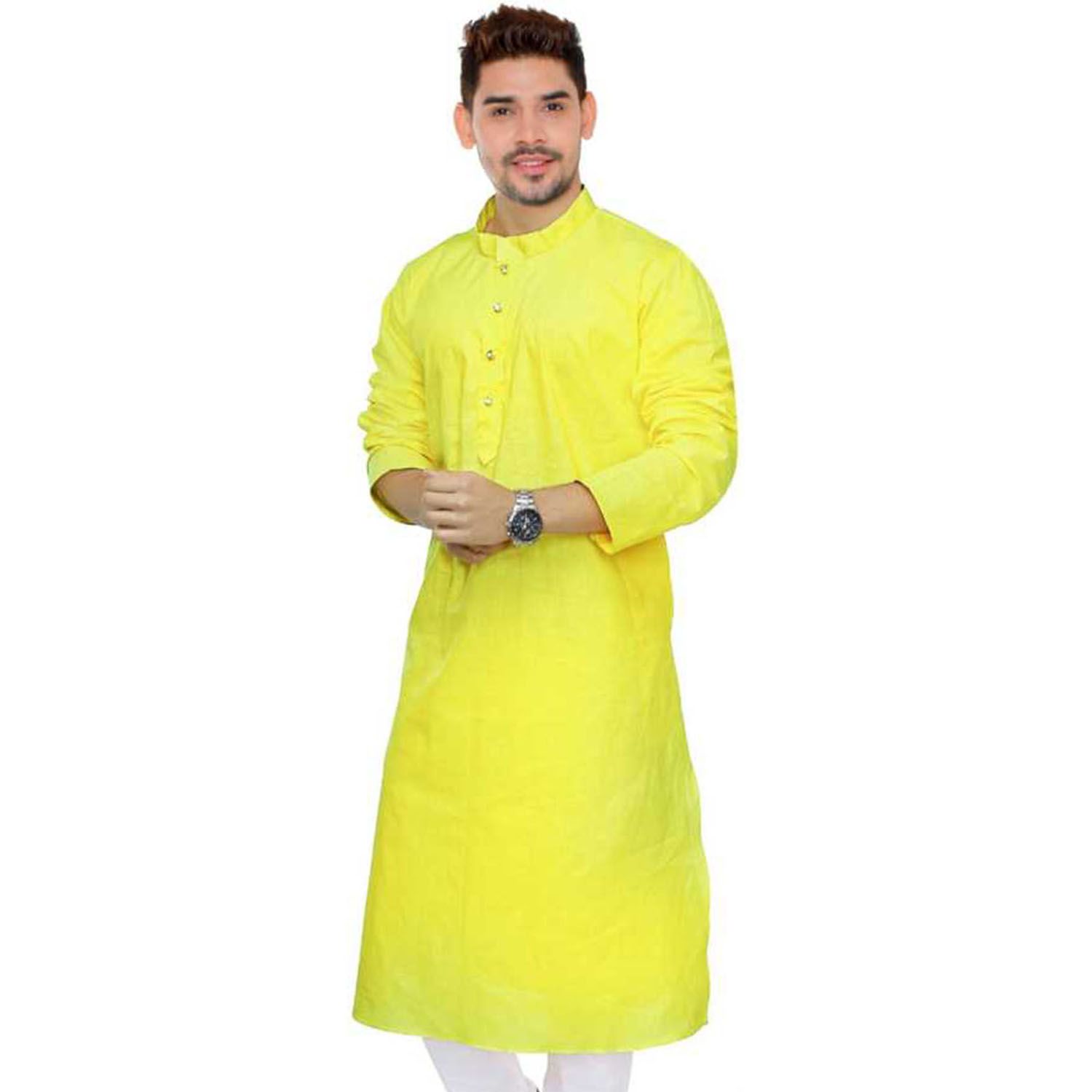 Special Cotton Panjabi for Men - Yellow - NZ-13064