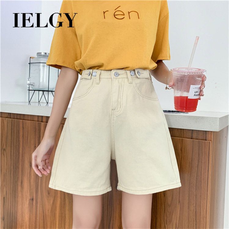 IELGY White women's jeans thin section loose high waist was thin wide leg a word super shorts