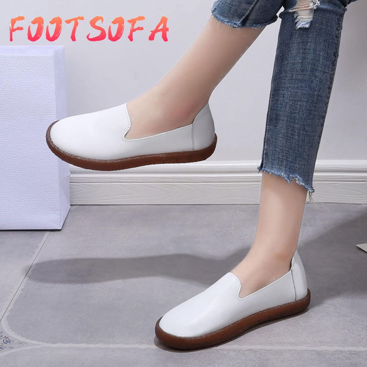 Women Slip-On Boat Shoes Oxford Flats Female Autumn Classic Fashion Leather Basic Shoes Mother Flats