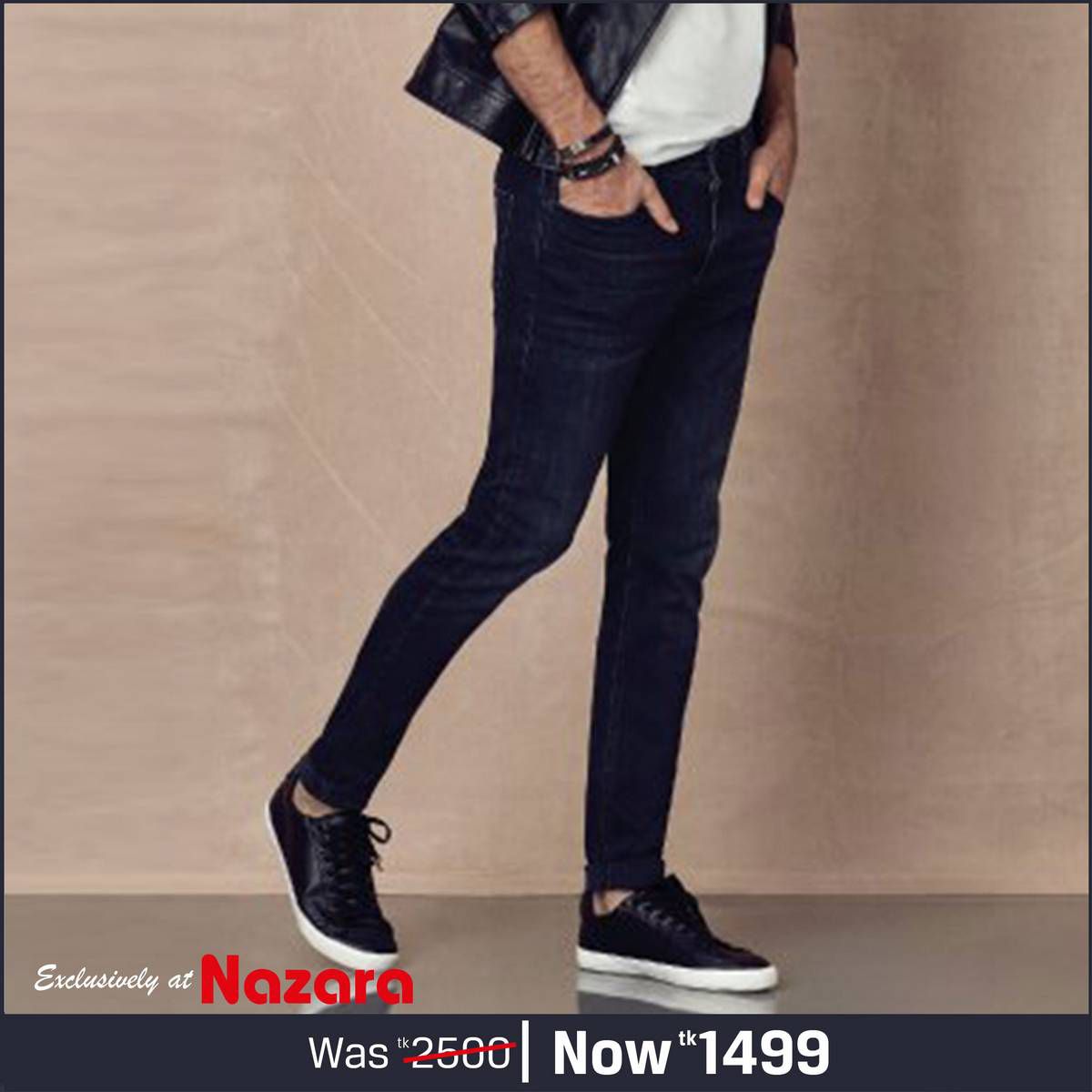 Colins Deep Blue Denim jeans Pant For Men