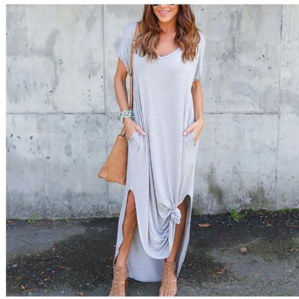 Plus Size 5XL Sexy Women Dress Summer 2021 Solid Casual Short Sleeve Maxi Dress For Women Long Dress  Lady Dresses