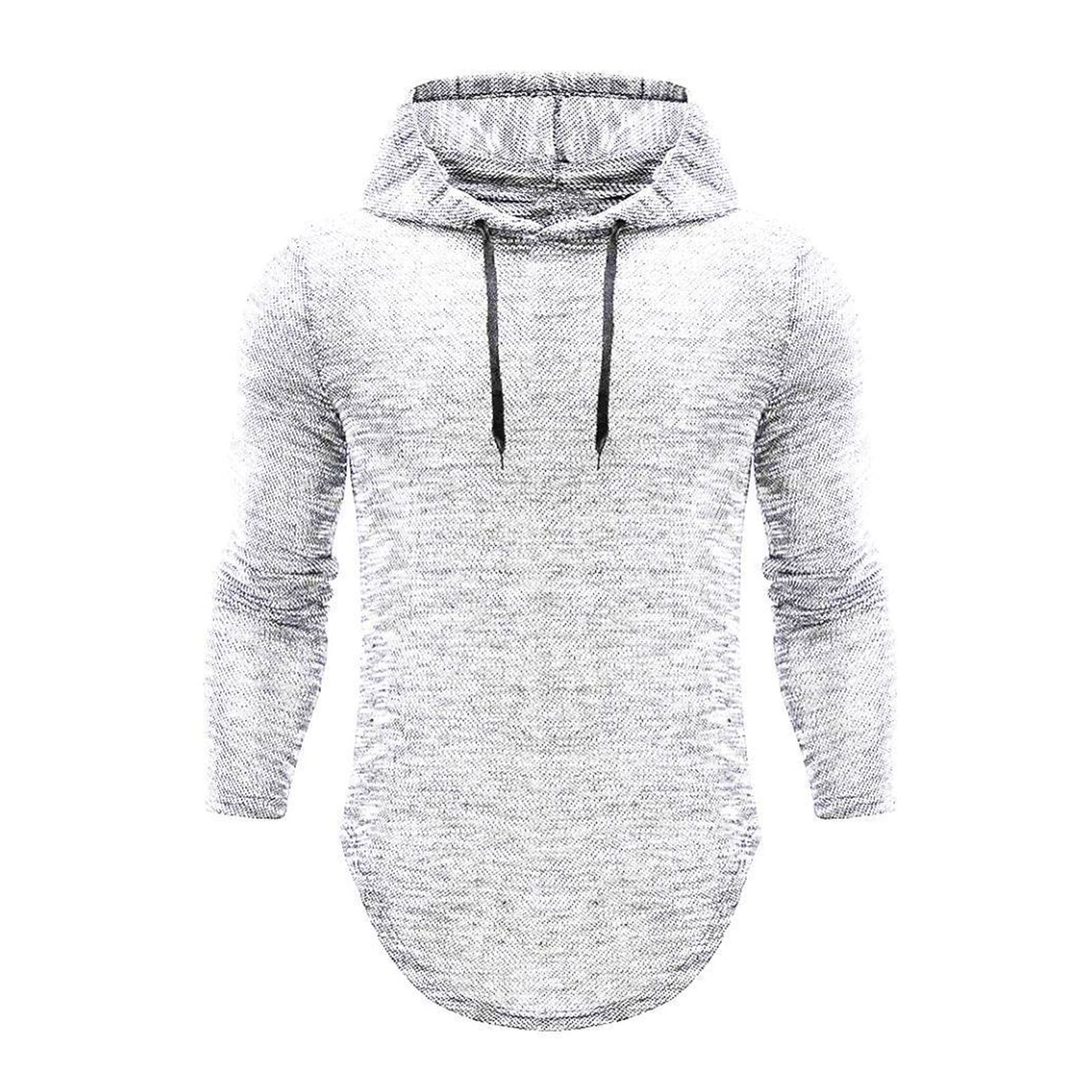 Pullover Hoodie Elastic Hooded Arc Hem Pullover Sweatshirt