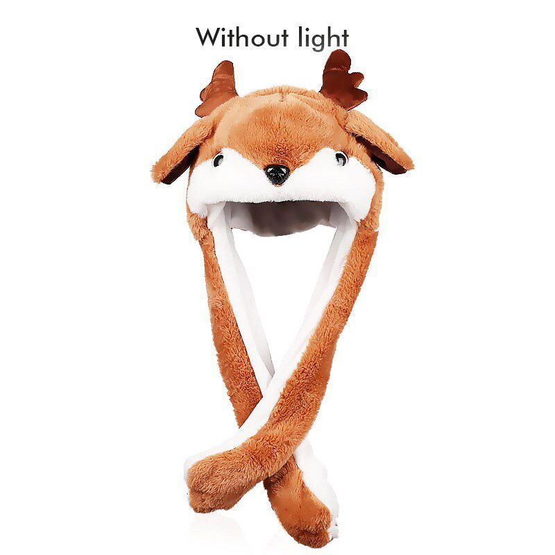 Cute Cartoon Hats Moving Ears Cute Fawn Toy Hat Airbag Kawaii Funny Hat for Girls Cap Kids Plush Toy Christmas Gift