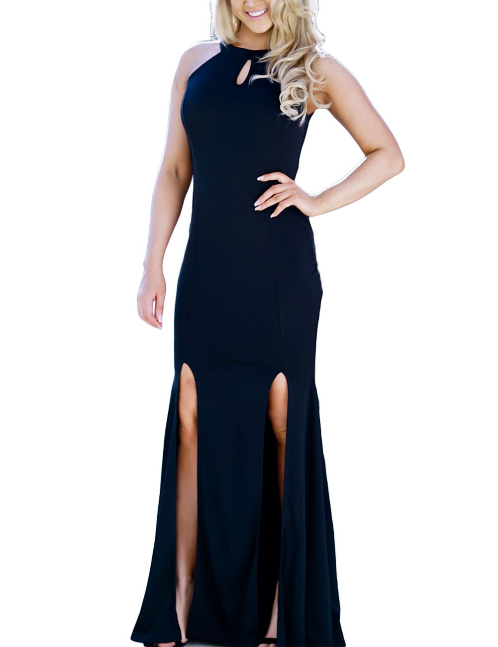 Fashionable Slit Dress  Sleeveless Bare-back Skirt ift Party Nightclub Outfits