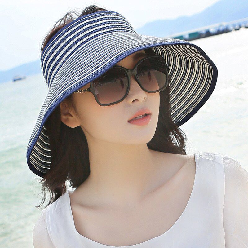 Brand New Spring Summer Visors Cap Foldable Wide Large Brim Sun Hat Beach Hats for Women Straw Hat Chapeau