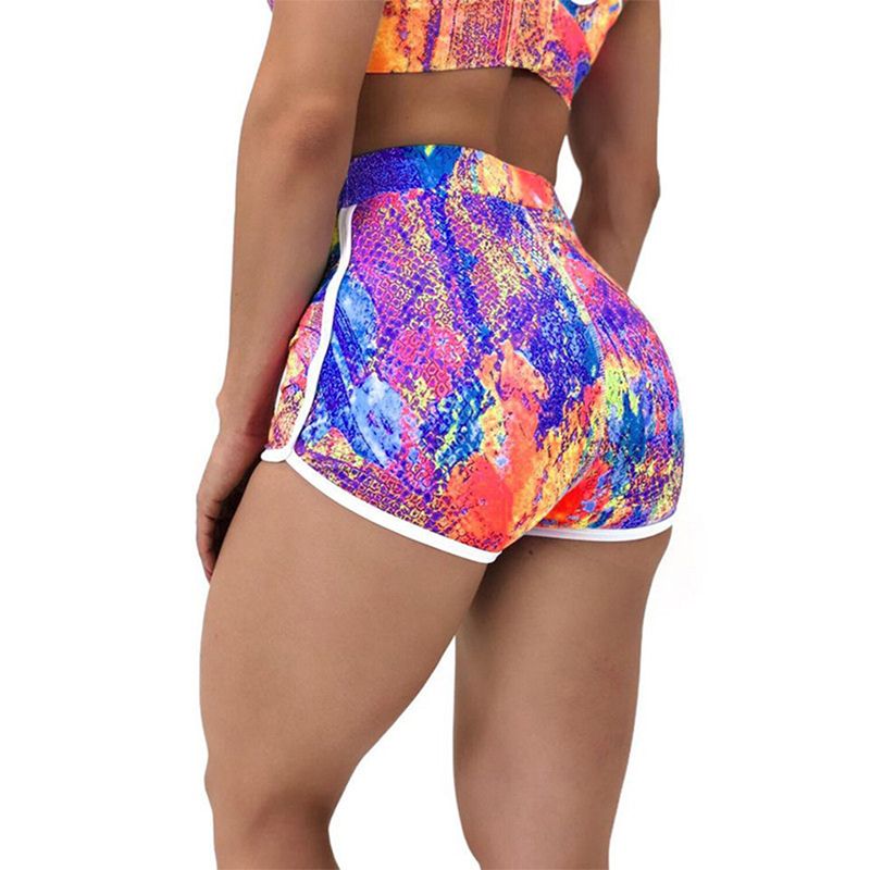 Women’s Colorful Yoga Shorts, High Waist Workout Shorts Butt Lifting Slim Fit Hot Pants
