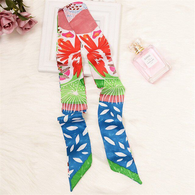 Luxury Brand Horse Bag Scarf 2021 New Design Womens Silk Scarf Fashion Head Scarf Headwear Long Skinny Scarves Bag Accessories