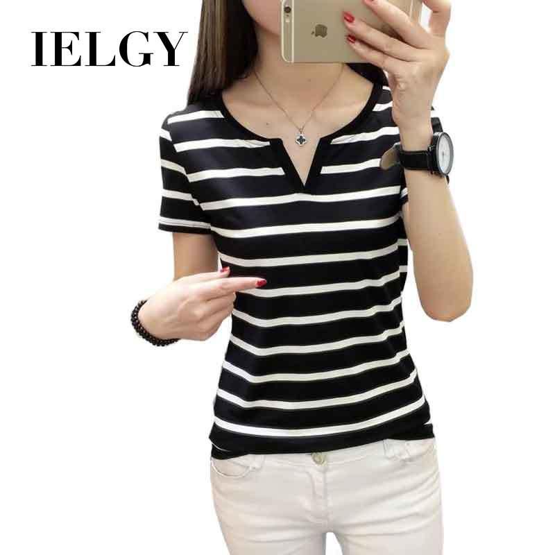 IELGY V-neck short-sleeved t-shirt women's clothing