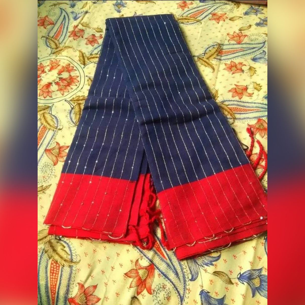 Multicolor Tangail Cotton Tangail Tat Chumki Saree For Women Without Blouse Piece