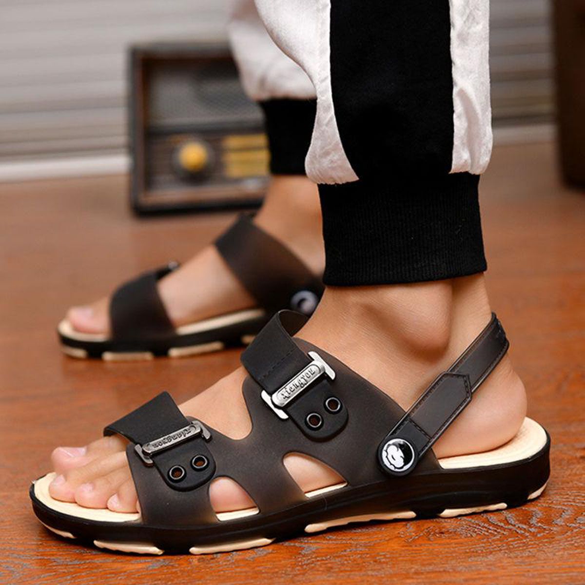 Pofulove Sandals for Men Designer Shoes Summer Beach Sandals Slippers Fashion Non Slip Durable Casual Shoe Gladiator Zapatos EVA
