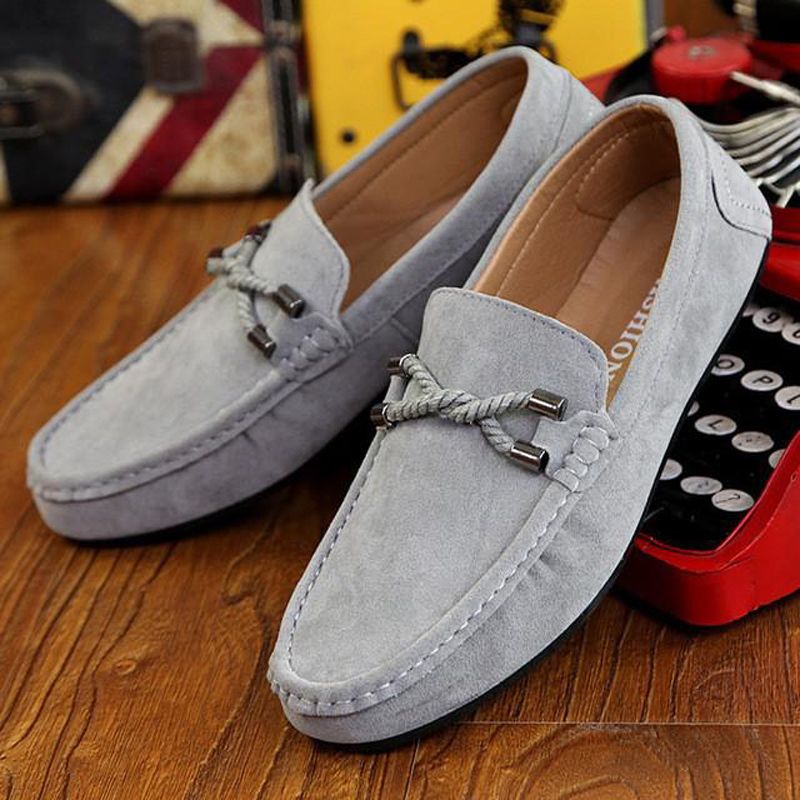 Men Shoes Black Suede Leather Loafers men Slip on Walking Driving shoes Moccasin Soft Comfortable summer Casual Shoes red Flats