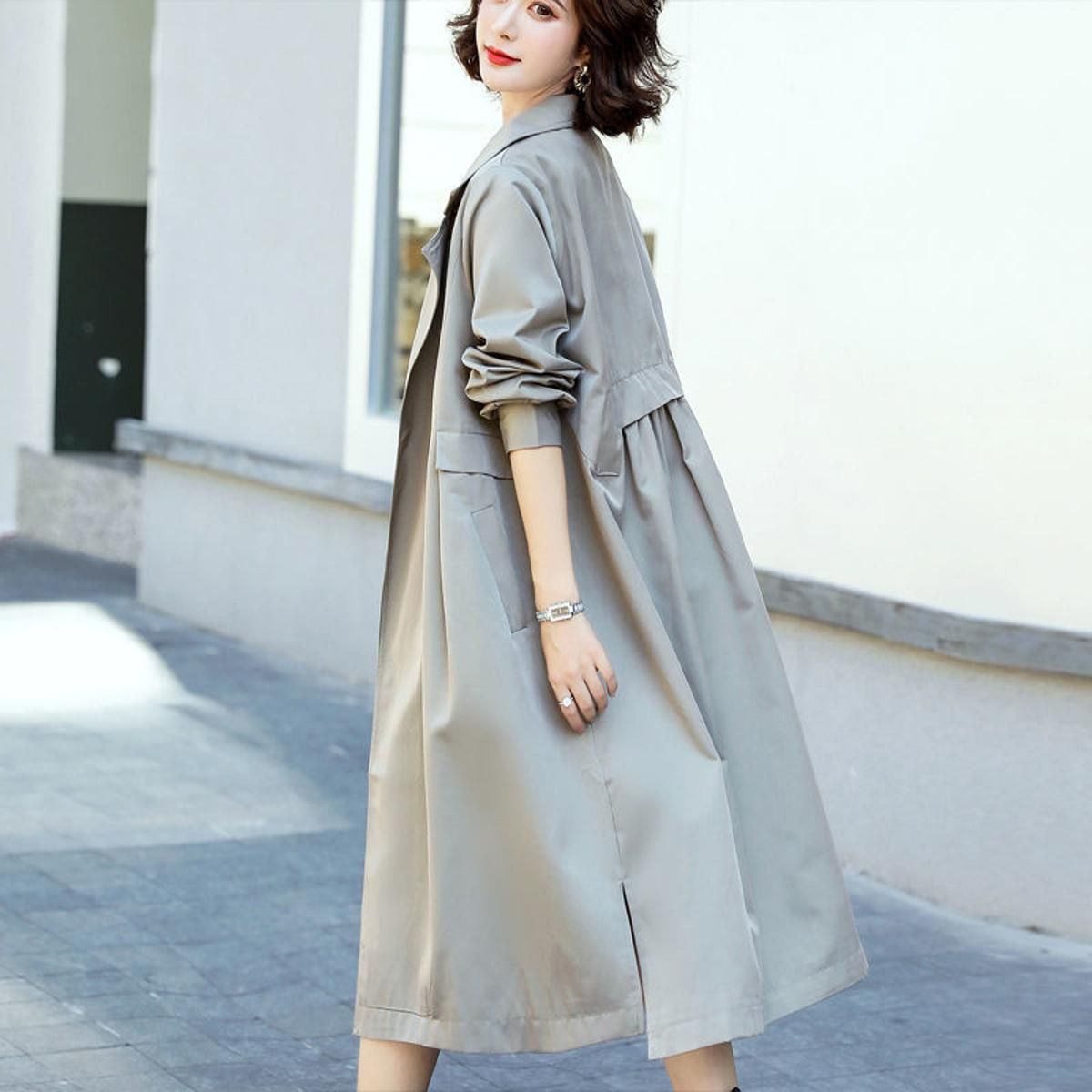 Spring and Autumn New Fashion Large Size Windbreaker Women Long British Style Tament Coat Jacket Women Trendy