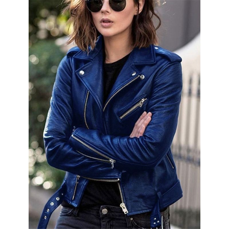 IELGY leather jacket blouse short winter leather jacket