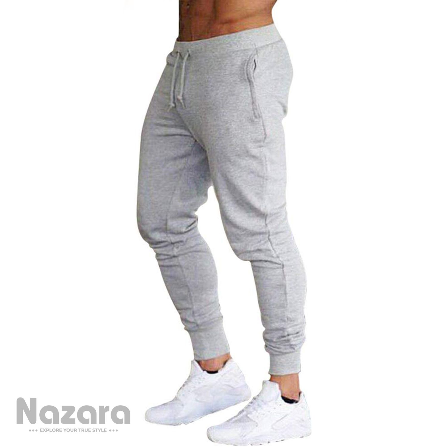 Gray Cotton Trendy Joggers for Men.