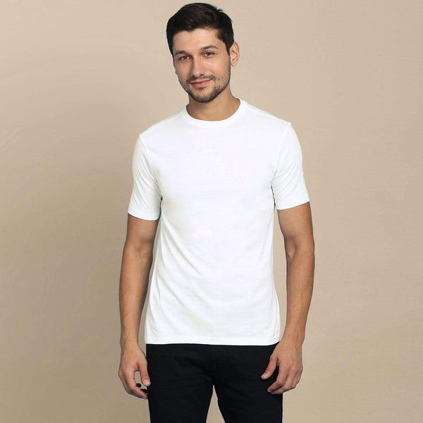 Cotton Round Neck T-Shirt For Men - White