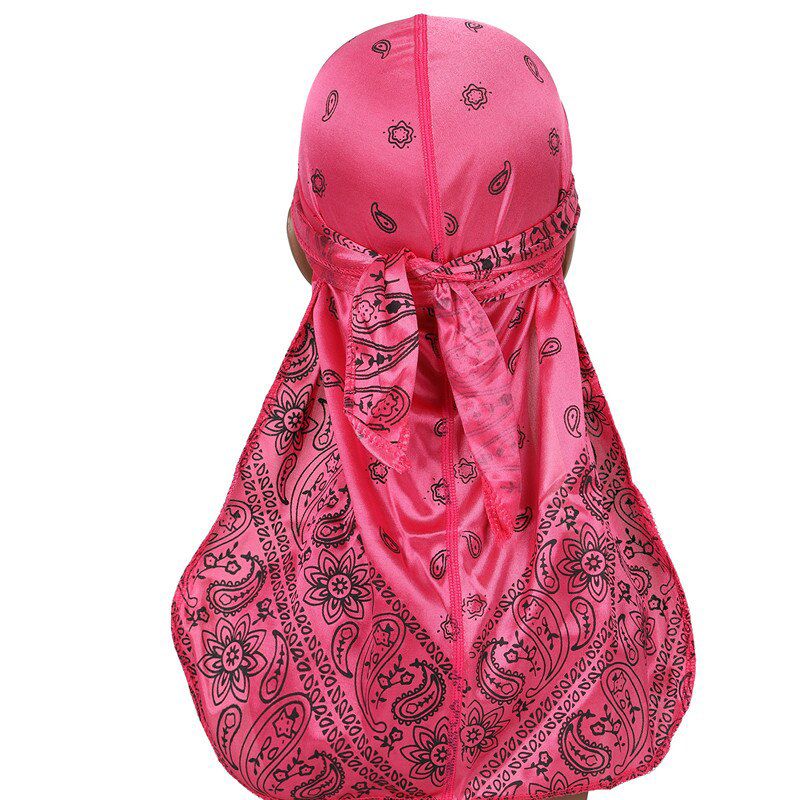 2020Helisopus Silky Long-tailed Pirate Cap Men Durag Printed Bandana Turbans Fashion Hair Accessories for Men Headwears
