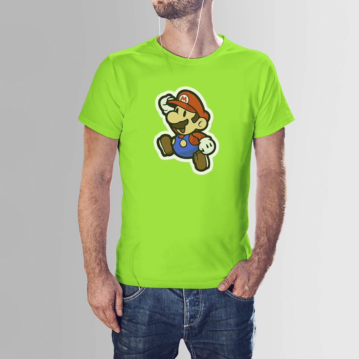 Lime Cotton Mario Gaming HNH  T-shirt For Men