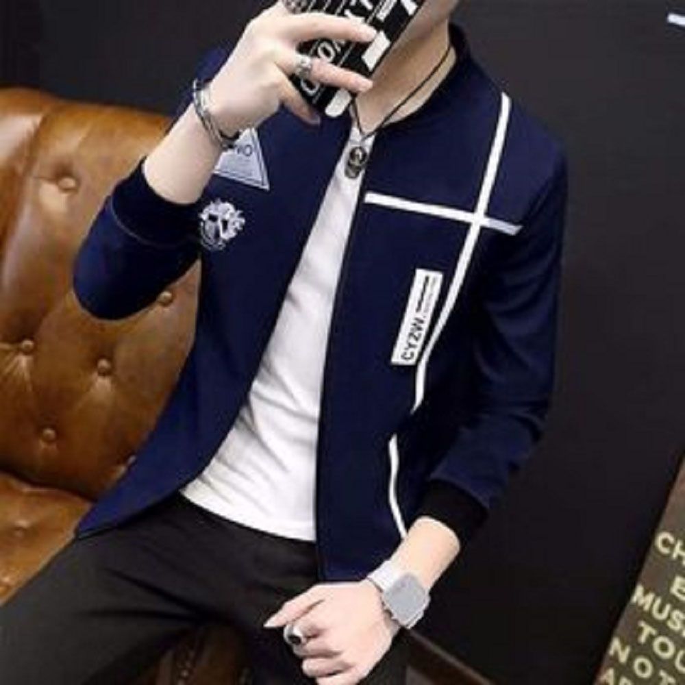 Blue Stylish Bonded Jacket For Men