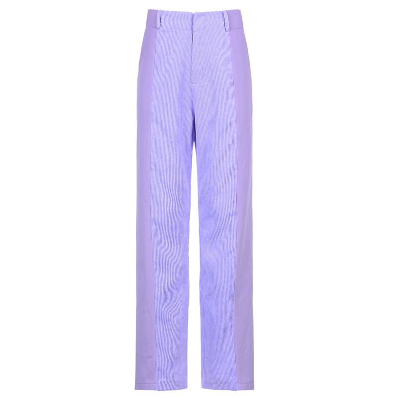 Patchwork Brown Corduroy Pants Women Streetwear Vintage Sweatpants High Waist Wide Leg Trouser Cotton
