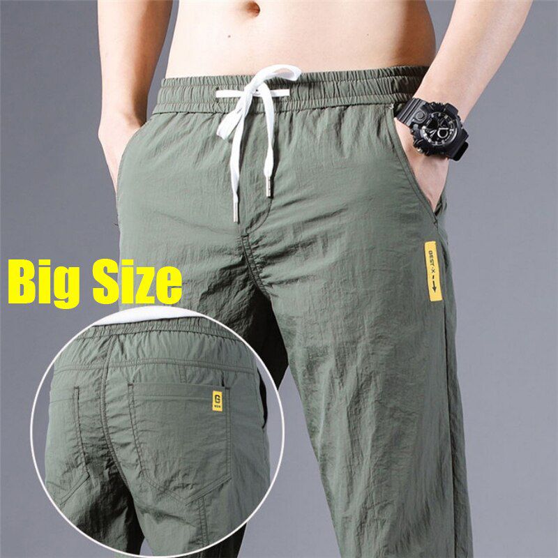 Men Summer Beach Pants Outdoor Leisure Trousers Elastic Waist Comfort Light Weight Pants Plus Size Fashion