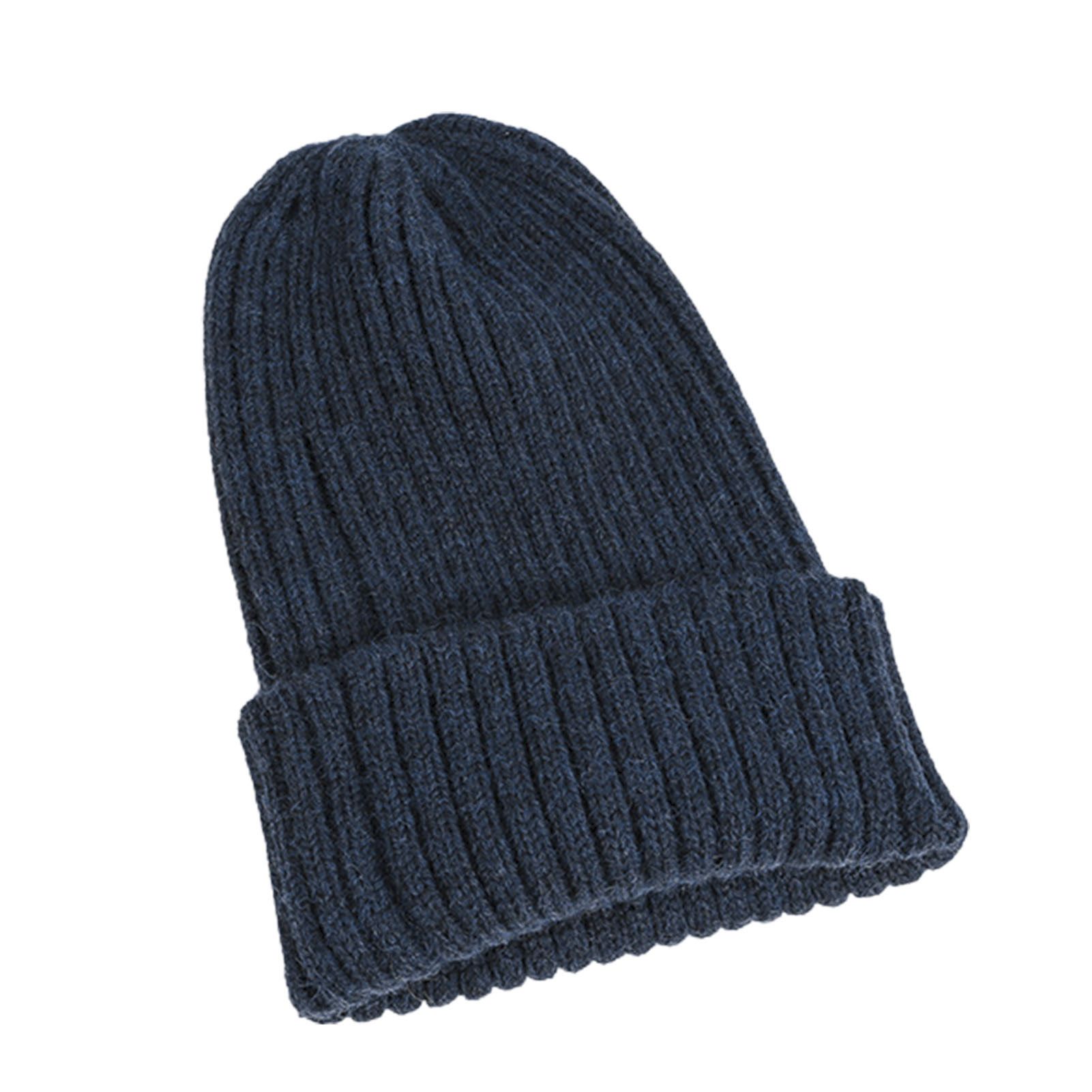 Beanie Hat Solid Color Ribbed Stretchy Knitted Beanie Hat
