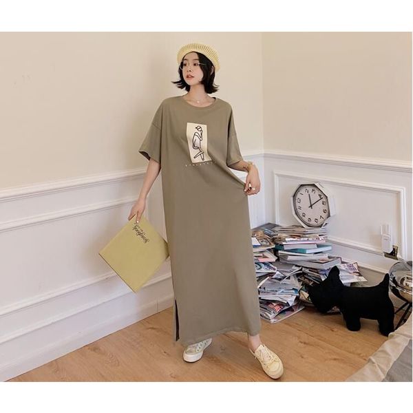 NYFS Summer Dress 2021 Korean New laconic Short Sleeve Woman Dress Vestidos Robe Elbise Fashion Split Long Dresses