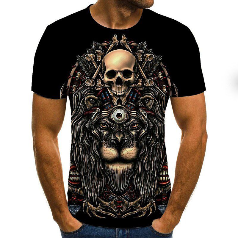 Mens Skull pumpkin lantern T shirts Fashion Summer Short Sleeve Ghost Rider Cool T-shirt 3D Skull Print Tops Skull Tshirt Men