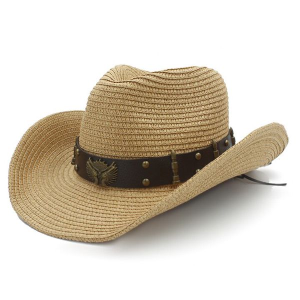 2019 Women Men Straw Sun Sun Hat Lady Dad Hombre Cowboy Jazz Caps Size 58CM